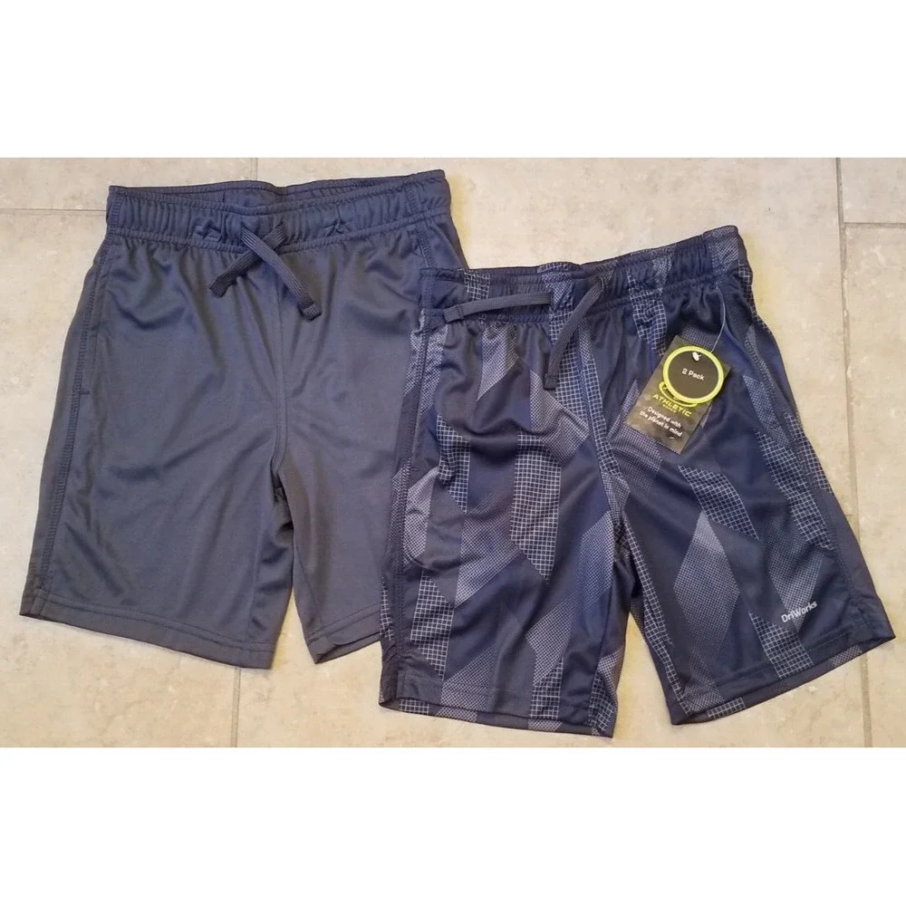 2-Athletic Works Youth Boys Performance Shorts w/Pockets Gray sz M (8) NEW